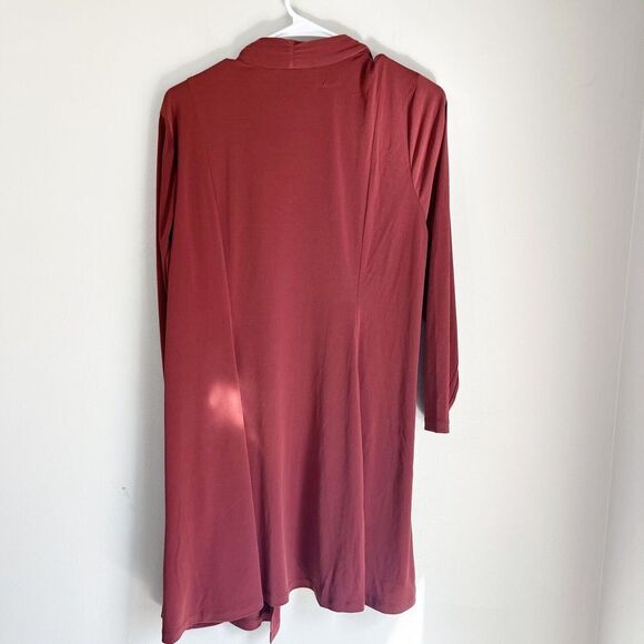 Susan Graver Womens Maroon Long Cardigan LP Long Open Front Draped Sweater - Picture 3 of 7